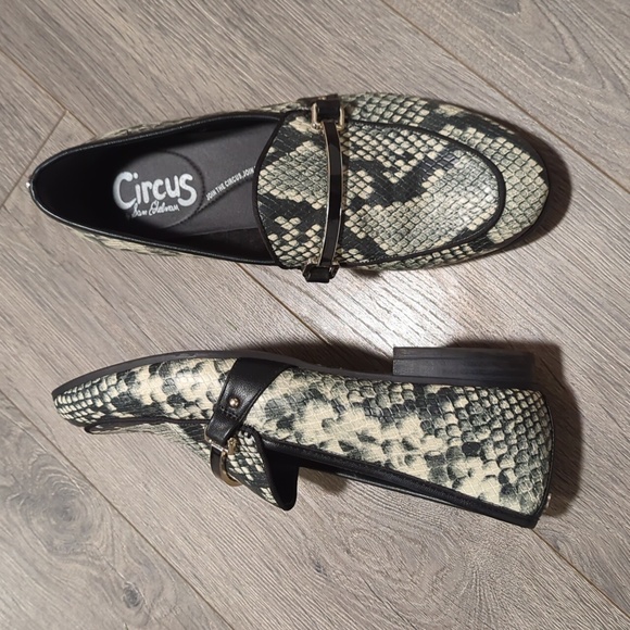 Circus by Sam Edelman animal print faux leather buckle loafers - Picture 1 of 9
